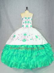 Stylish Sweetheart Sleeveless Lace Up 15th Birthday Dress Turquoise Organza