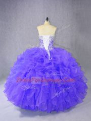 Elegant Sleeveless Lace Up Floor Length Ruffles Sweet 16 Quinceanera Dress