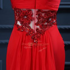 Glamorous Mermaid Sleeveless Red Prom Dress Watteau Train Zipper
