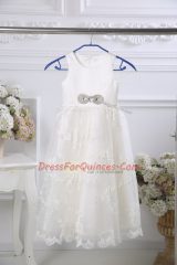 Custom Made Sleeveless Beading and Lace Zipper Flower Girl Dresses for Less