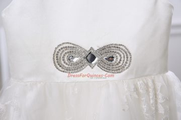 Custom Made Sleeveless Beading and Lace Zipper Flower Girl Dresses for Less