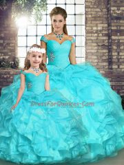 Captivating Sleeveless Lace Up Floor Length Beading and Ruffles Sweet 16 Quinceanera Dress