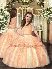 Floor Length Orange Quinceanera Gowns Sweetheart Sleeveless Lace Up