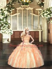 Floor Length Orange Quinceanera Gowns Sweetheart Sleeveless Lace Up