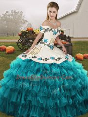 Organza Sleeveless Floor Length Sweet 16 Quinceanera Dress and Embroidery and Ruffled Layers