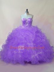 Delicate Lavender 15th Birthday Dress Tulle Sleeveless Beading and Ruffles