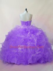 Delicate Lavender 15th Birthday Dress Tulle Sleeveless Beading and Ruffles
