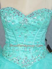 Deluxe Sweetheart Sleeveless Lace Up Sweet 16 Quinceanera Dress Apple Green Organza