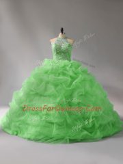 Sleeveless Court Train Beading and Pick Ups Lace Up Vestidos de Quinceanera