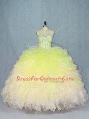 Custom Made Sleeveless Organza Floor Length Lace Up Quinceanera Gown in Multi-color with Beading and Ruffles