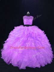 Sleeveless Beading and Ruffles Zipper Quinceanera Dress