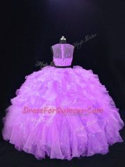 Sleeveless Beading and Ruffles Zipper Quinceanera Dress