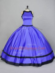 Free and Easy Purple Sleeveless Satin Zipper Quince Ball Gowns for Sweet 16 and Quinceanera