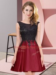 Captivating Wine Red Sleeveless Satin Zipper Dama Dress for Wedding Party