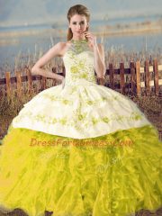 Organza Sleeveless Sweet 16 Quinceanera Dress Court Train and Embroidery and Ruffles