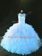 Ball Gowns Sleeveless Blue and Light Blue 15th Birthday Dress Lace Up