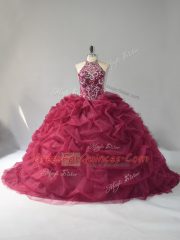 Organza Sleeveless Quinceanera Gowns Court Train and Beading and Pick Ups
