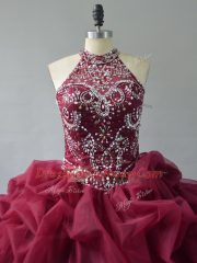Organza Sleeveless Quinceanera Gowns Court Train and Beading and Pick Ups