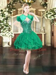 Wonderful Mini Length Ball Gowns Sleeveless Dark Green Prom Dresses Lace Up