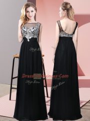 Admirable Scoop Sleeveless Chiffon Prom Evening Gown Beading Backless