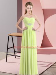 Attractive Yellow Green Sleeveless Chiffon Zipper Prom Party Dress for Prom and Party
