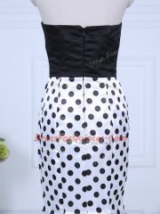 Traditional White And Black Printed Zipper Sweetheart Sleeveless Casual Dresses Brush Train Lace