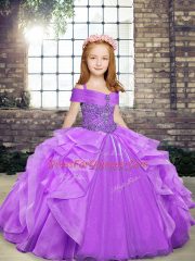 Sleeveless Beading and Ruffles Lace Up Little Girls Pageant Gowns