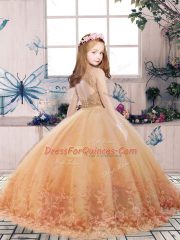Green Sleeveless Tulle Backless Pageant Dress for Teens for Party and Wedding Party