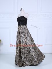 Perfect Black Strapless Zipper Lace Prom Evening Gown Long Sleeves