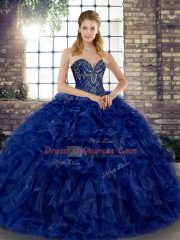 New Arrival Organza Sleeveless Floor Length Quinceanera Gowns and Beading and Ruffles