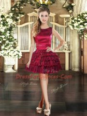Floor Length Wine Red Sweet 16 Quinceanera Dress Scoop Sleeveless Lace Up