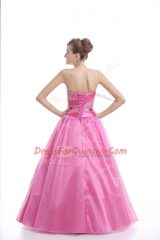 Strapless Sleeveless Lace Up 15th Birthday Dress Rose Pink Organza