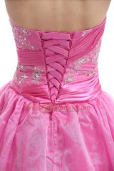 Strapless Sleeveless Lace Up 15th Birthday Dress Rose Pink Organza