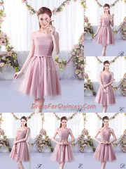 Cheap Sleeveless Belt Lace Up Quinceanera Court of Honor Dress