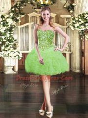 Attractive Ball Gowns Prom Party Dress Sweetheart Organza Sleeveless Mini Length Lace Up