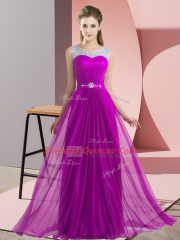 Affordable Purple Sleeveless Floor Length Beading Lace Up Dama Dress