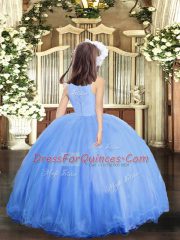 Elegant Ball Gowns Little Girls Pageant Gowns Lilac Scoop Tulle Sleeveless Floor Length Zipper