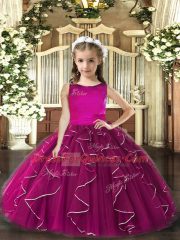 Sleeveless Ruffles Lace Up Kids Pageant Dress