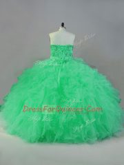 Customized Beading 15 Quinceanera Dress Apple Green Lace Up Sleeveless Floor Length