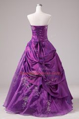 New Arrival Purple Sleeveless Floor Length Embroidery Zipper Vestidos de Quinceanera