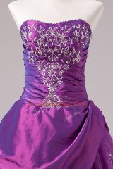 New Arrival Purple Sleeveless Floor Length Embroidery Zipper Vestidos de Quinceanera