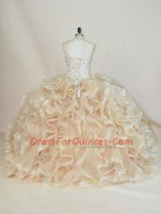 Superior Sweetheart Sleeveless Quinceanera Dress Floor Length Beading and Ruffles Champagne