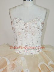 Superior Sweetheart Sleeveless Quinceanera Dress Floor Length Beading and Ruffles Champagne