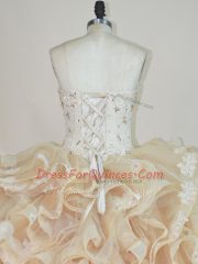 Superior Sweetheart Sleeveless Quinceanera Dress Floor Length Beading and Ruffles Champagne