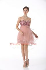 Exquisite Pink Sweetheart Zipper Beading Prom Dresses Sleeveless