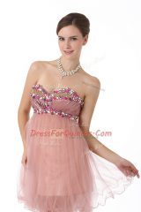 Exquisite Pink Sweetheart Zipper Beading Prom Dresses Sleeveless