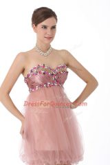 Exquisite Pink Sweetheart Zipper Beading Prom Dresses Sleeveless