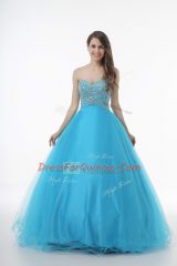 Pretty Baby Blue Sweetheart Neckline Beading Quinceanera Dress Sleeveless Lace Up