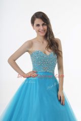 Pretty Baby Blue Sweetheart Neckline Beading Quinceanera Dress Sleeveless Lace Up