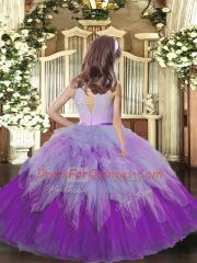 Multi-color Backless High-neck Ruffles Kids Pageant Dress Tulle Sleeveless